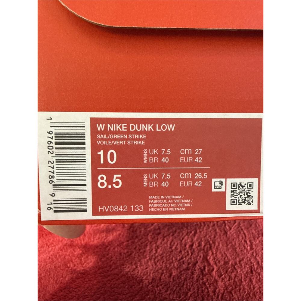 Size 10 Women’s 8.5 mens NIKE W DUNK LOW HV0842-133 Sail Green Strike White Neon - Picture 10 of 12